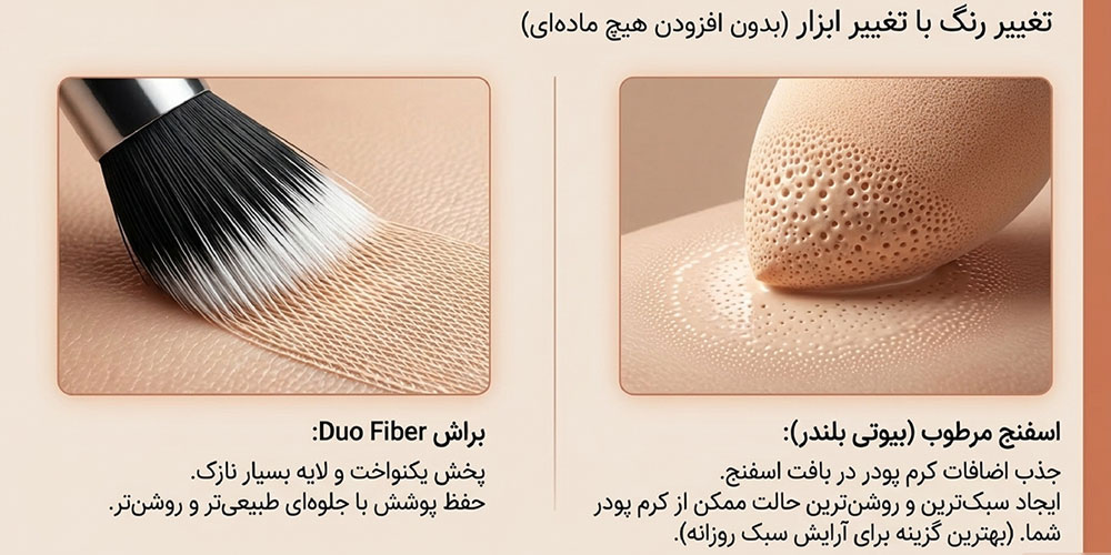 با تغییر روش استفاده، کرم پودر را روشن تر نشان دهید